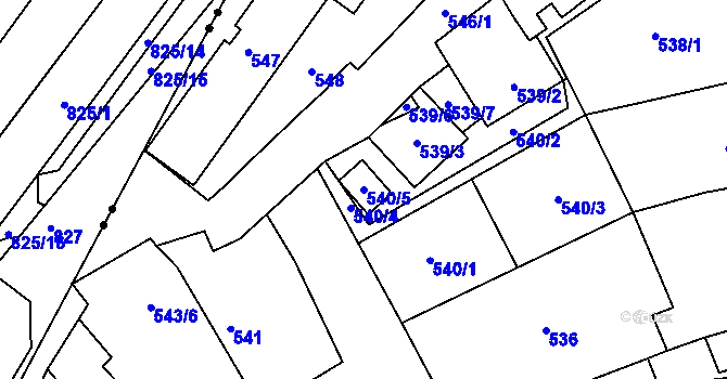 Parcela st. 540/5 v KÚ Oblekovice, Katastrální mapa