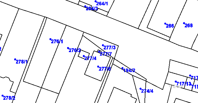 Parcela st. 277/7 v KÚ Oblekovice, Katastrální mapa