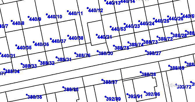 Parcela st. 388/30 v KÚ Oblekovice, Katastrální mapa