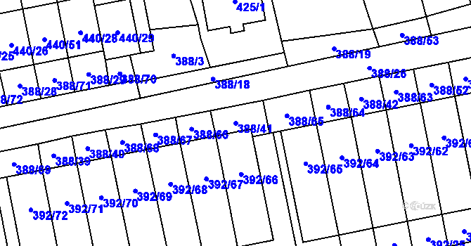 Parcela st. 388/41 v KÚ Oblekovice, Katastrální mapa