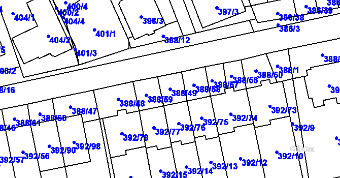 Parcela st. 388/49 v KÚ Oblekovice, Katastrální mapa