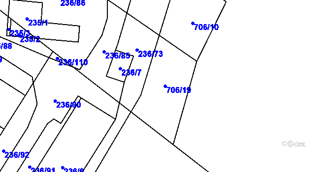 Parcela st. 706/19 v KÚ Oblekovice, Katastrální mapa