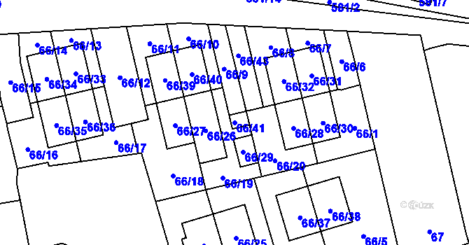 Parcela st. 66/41 v KÚ Oblekovice, Katastrální mapa