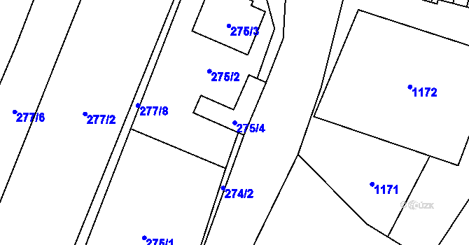 Parcela st. 275/4 v KÚ Oblekovice, Katastrální mapa
