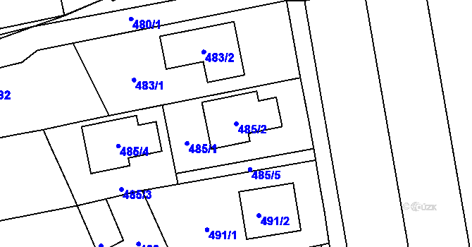 Parcela st. 485/2 v KÚ Oblekovice, Katastrální mapa