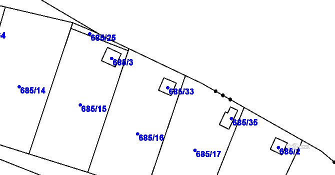 Parcela st. 685/33 v KÚ Oblekovice, Katastrální mapa