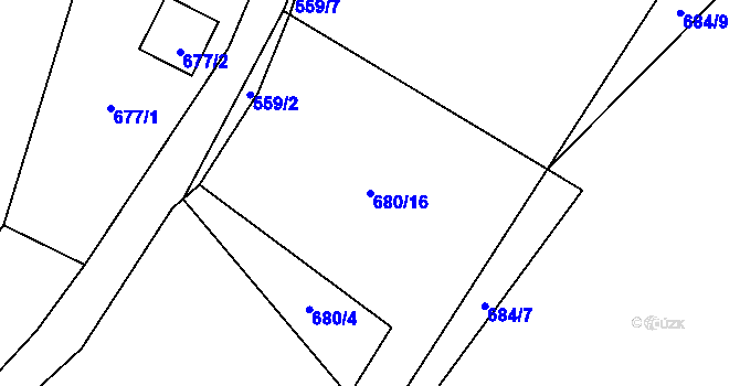 Parcela st. 680/16 v KÚ Oblekovice, Katastrální mapa