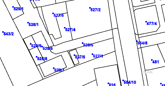 Parcela st. 528/5 v KÚ Oblekovice, Katastrální mapa