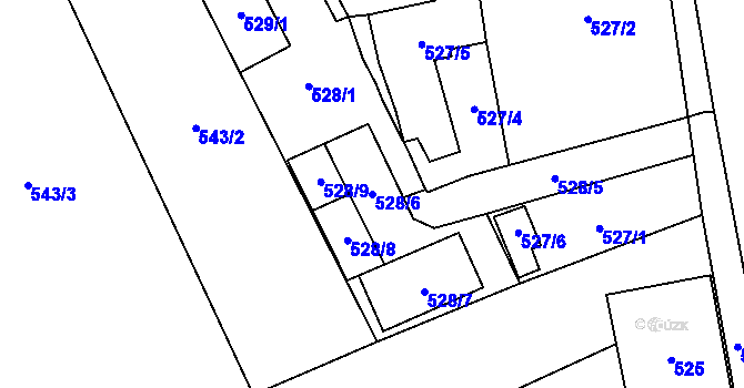 Parcela st. 528/6 v KÚ Oblekovice, Katastrální mapa