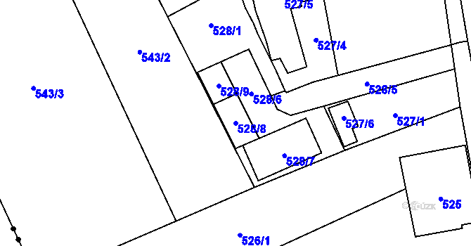 Parcela st. 528/8 v KÚ Oblekovice, Katastrální mapa