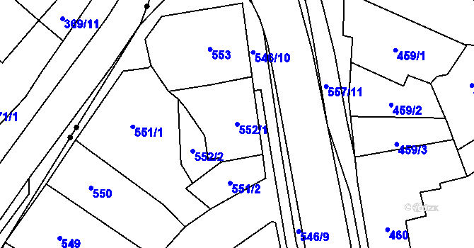 Parcela st. 552/1 v KÚ Oblekovice, Katastrální mapa