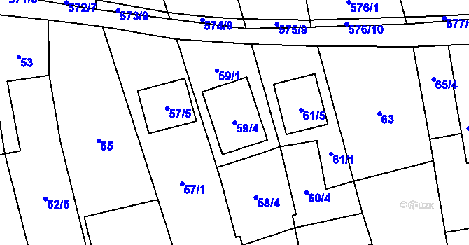 Parcela st. 59/4 v KÚ Oblekovice, Katastrální mapa