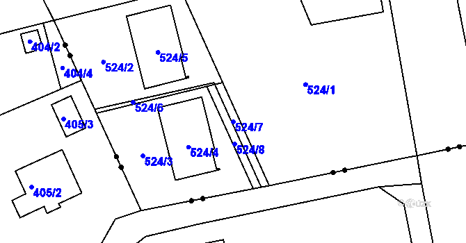 Parcela st. 524/7 v KÚ Oblekovice, Katastrální mapa