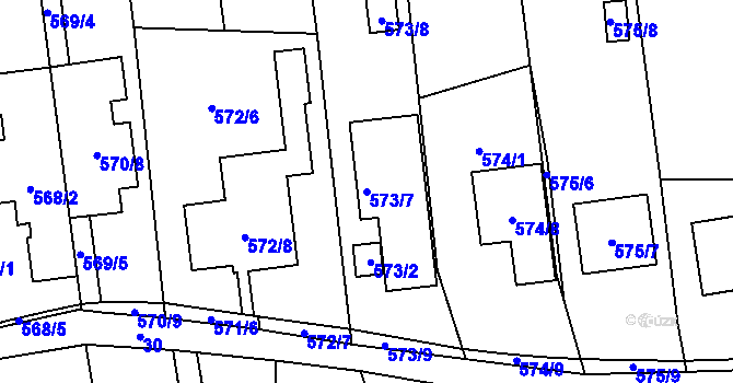 Parcela st. 573/7 v KÚ Oblekovice, Katastrální mapa
