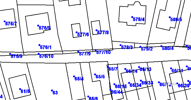 Parcela st. 577/10 v KÚ Oblekovice, Katastrální mapa