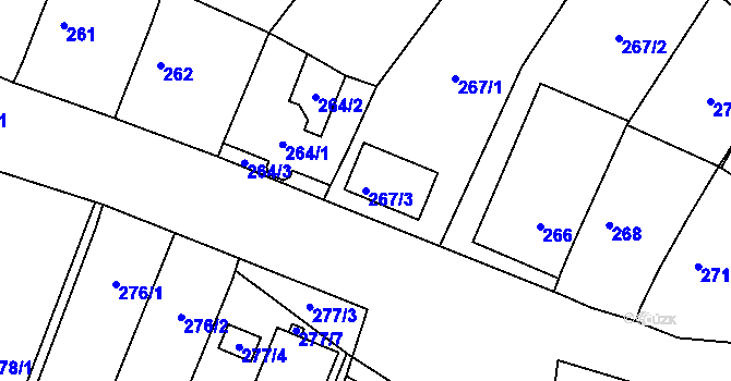 Parcela st. 267/3 v KÚ Oblekovice, Katastrální mapa
