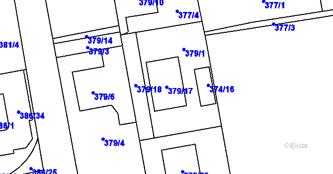 Parcela st. 379/17 v KÚ Oblekovice, Katastrální mapa