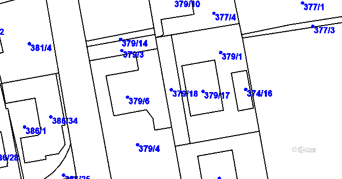 Parcela st. 379/18 v KÚ Oblekovice, Katastrální mapa