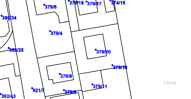 Parcela st. 379/20 v KÚ Oblekovice, Katastrální mapa