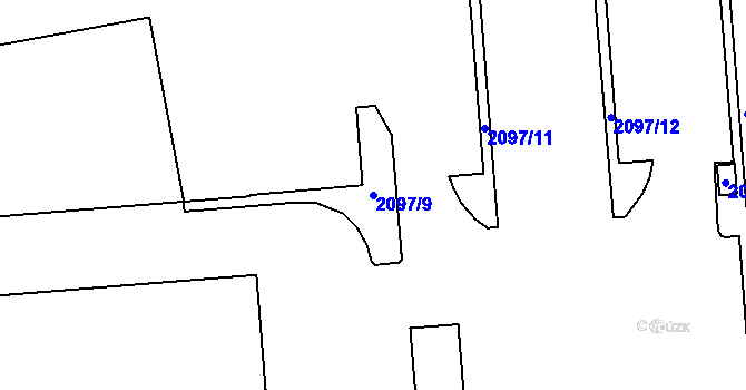 Parcela st. 2097/9 v KÚ Oblekovice, Katastrální mapa