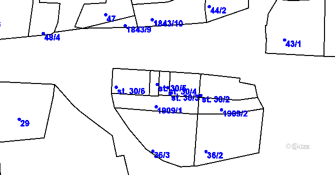 Parcela st. 30/4 v KÚ Obora u Kaznějova, Katastrální mapa