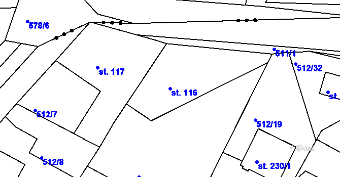 Parcela st. 116 v KÚ Obora u Kaznějova, Katastrální mapa