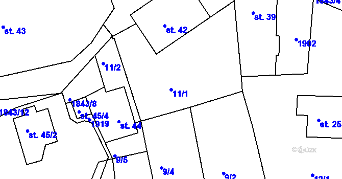 Parcela st. 11/1 v KÚ Obora u Kaznějova, Katastrální mapa