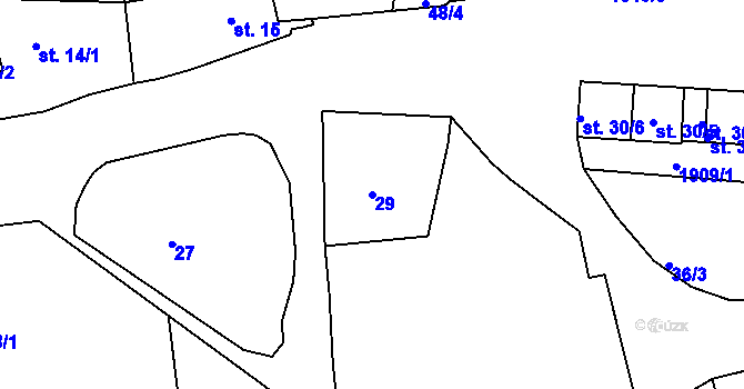 Parcela st. 29 v KÚ Obora u Kaznějova, Katastrální mapa