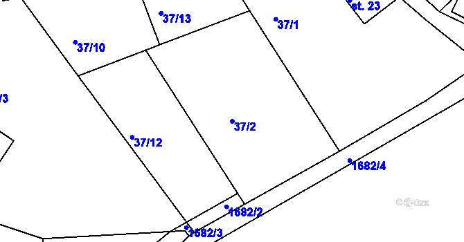 Parcela st. 37/2 v KÚ Obora u Kaznějova, Katastrální mapa