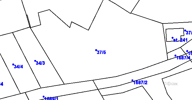 Parcela st. 37/5 v KÚ Obora u Kaznějova, Katastrální mapa