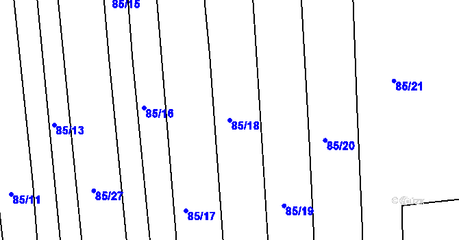 Parcela st. 85/18 v KÚ Obora u Kaznějova, Katastrální mapa