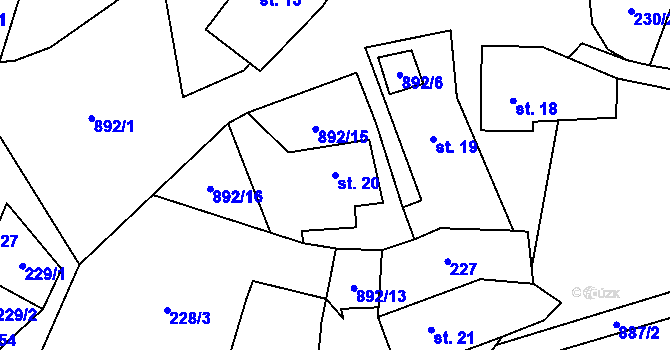 Parcela st. 20 v KÚ Obora u Boskovic, Katastrální mapa