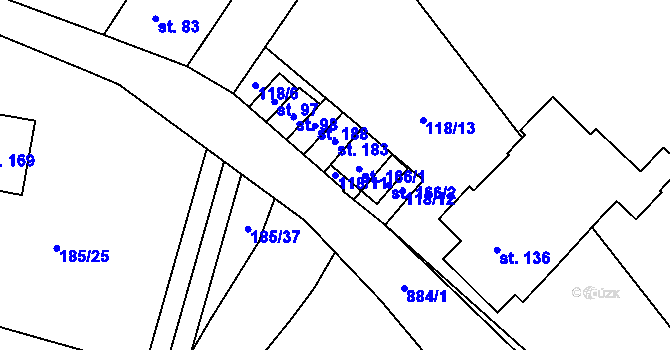 Parcela st. 118/11 v KÚ Obora u Boskovic, Katastrální mapa