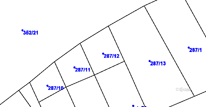 Parcela st. 287/12 v KÚ Obora u Boskovic, Katastrální mapa