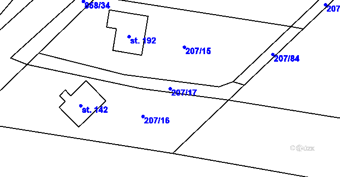 Parcela st. 207/17 v KÚ Obora u Boskovic, Katastrální mapa