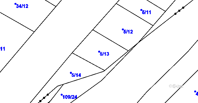 Parcela st. 5/13 v KÚ Obora u Boskovic, Katastrální mapa