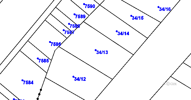 Parcela st. 34/13 v KÚ Obora u Boskovic, Katastrální mapa
