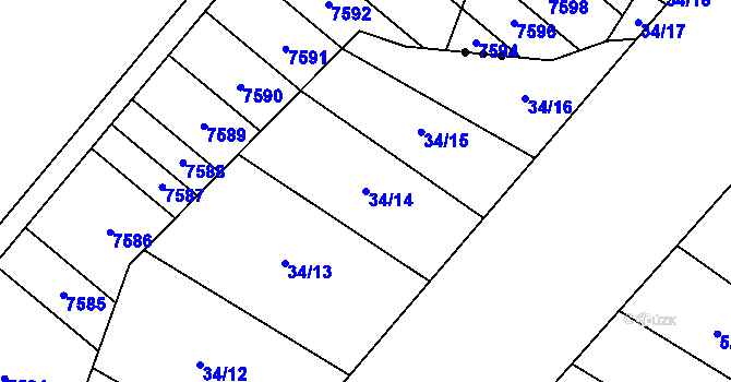 Parcela st. 34/14 v KÚ Obora u Boskovic, Katastrální mapa