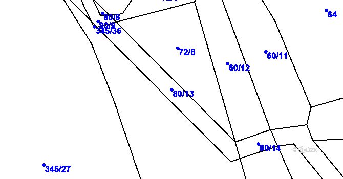 Parcela st. 80/13 v KÚ Obora u Boskovic, Katastrální mapa
