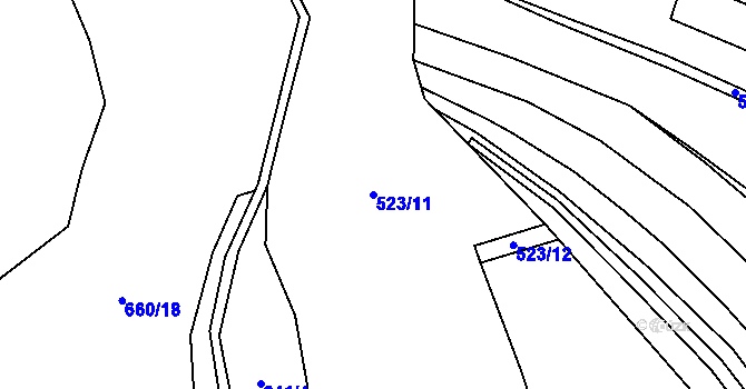 Parcela st. 523/11 v KÚ Obora u Boskovic, Katastrální mapa