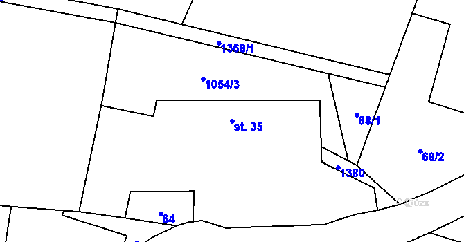 Parcela st. 35 v KÚ Obory, Katastrální mapa