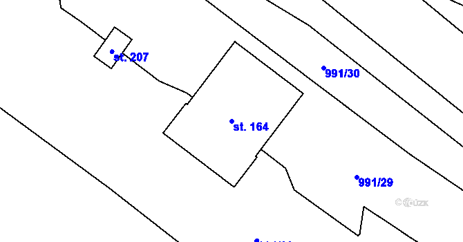 Parcela st. 164 v KÚ Obory, Katastrální mapa