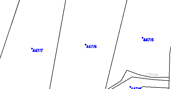 Parcela st. 447/6 v KÚ Obory, Katastrální mapa