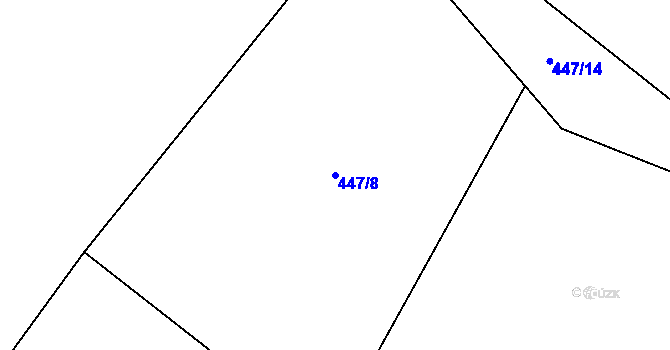 Parcela st. 447/8 v KÚ Obory, Katastrální mapa