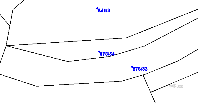 Parcela st. 678/34 v KÚ Obory, Katastrální mapa