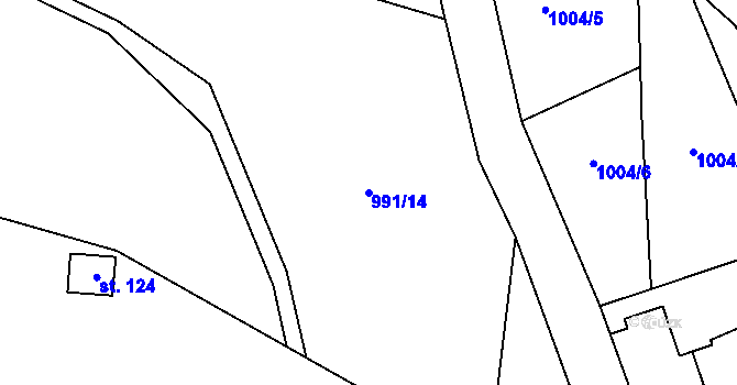 Parcela st. 991/14 v KÚ Obory, Katastrální mapa