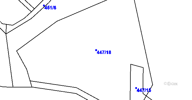 Parcela st. 447/18 v KÚ Obory, Katastrální mapa