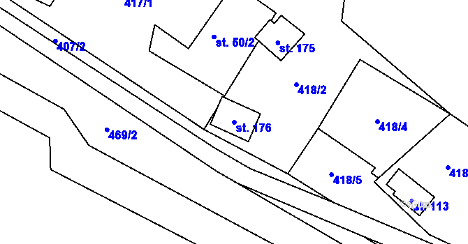 Parcela st. 176 v KÚ Obory, Katastrální mapa