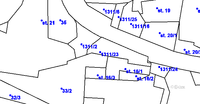 Parcela st. 1311/23 v KÚ Obory, Katastrální mapa