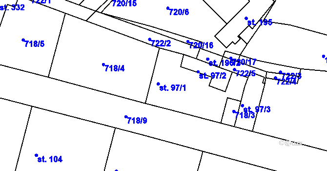 Parcela st. 97 v KÚ Obořiště, Katastrální mapa